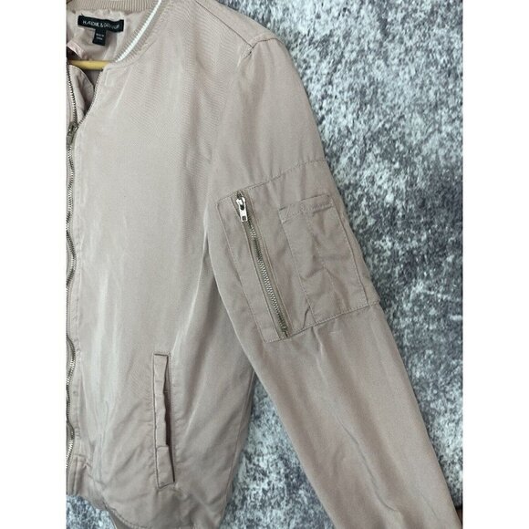 Harlowe & Graham Soft Blush Pink Varsity Jacket lightweight Tencel Womens Sz XS - Picture 10 of 12